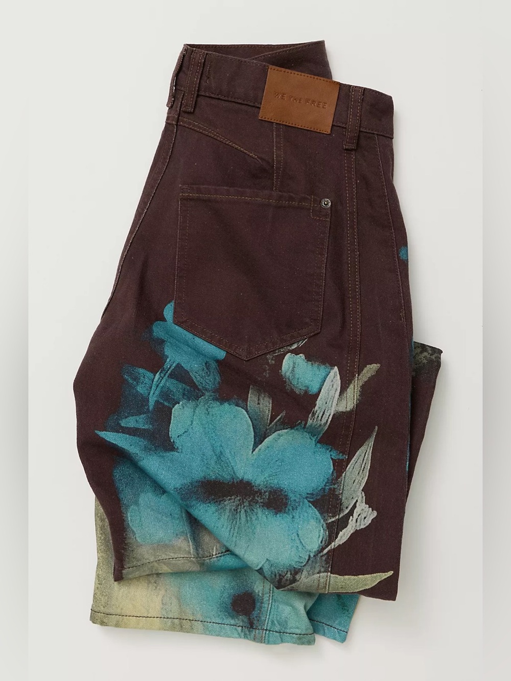 NWT FREE PEOPLE WE THE FREE Good Luck Printed Barrel Jeans | Washed Floral $148 - Picture 7 of 10